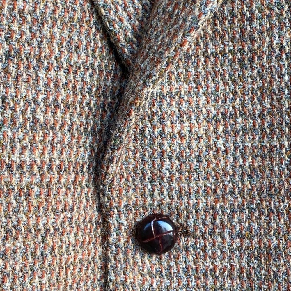 Harris Tweed Men's Scottish Wool Blazer Jacket Size 40  Brown 2 Button Vintage - Picture 5 of 16